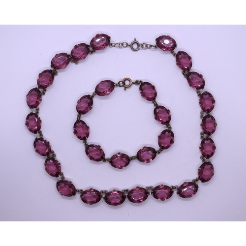 101 - Amethyst colored necklace & bracelet set