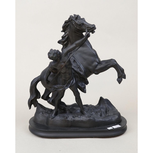 151 - Spelter figure of horse and handler in the style of Marly - Height 31cm