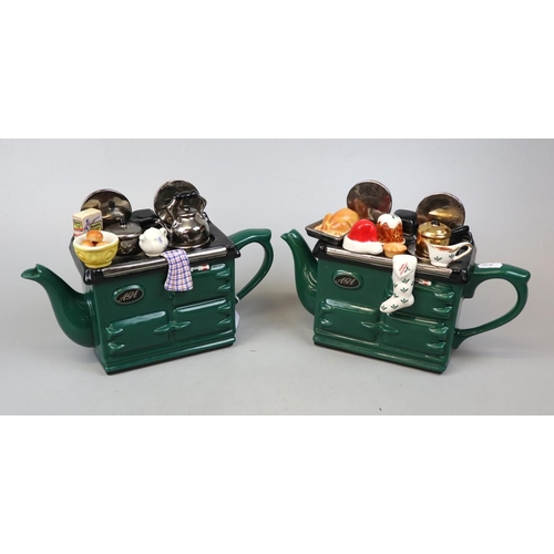 177 - 2 Aga themed teapots by The Teapottery