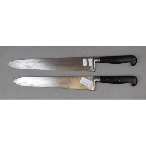 182 - 2 butchers' knives with blade lengths of Approx 28cm and 31cm