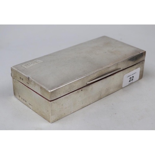 22 - Hallmarked silver cigarette box