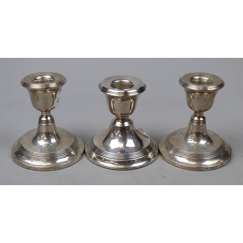 26 - 3 hallmarked silver candlesticks