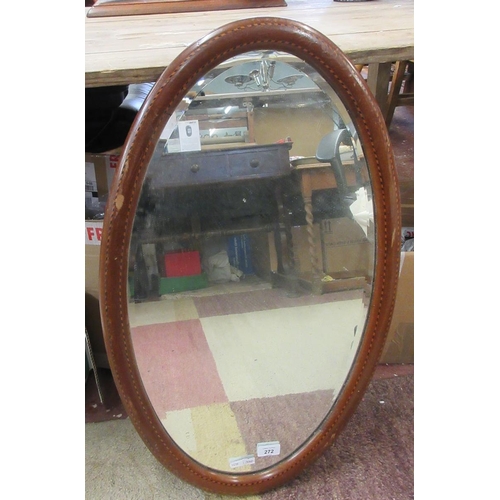 272 - Oval bevelled glass inlaid mirror