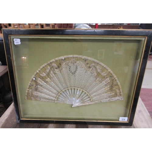 276 - Early framed mother-of-pearl fan