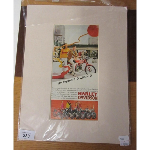 280 - Framed 1964 Harley Davidson advertisement