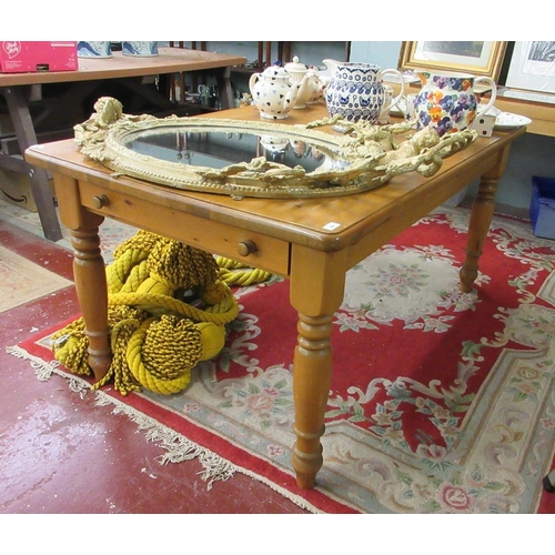 290 - Pine dining table with intergrated drawers - Approx size L: 159cm W: 94cm H: 77cm