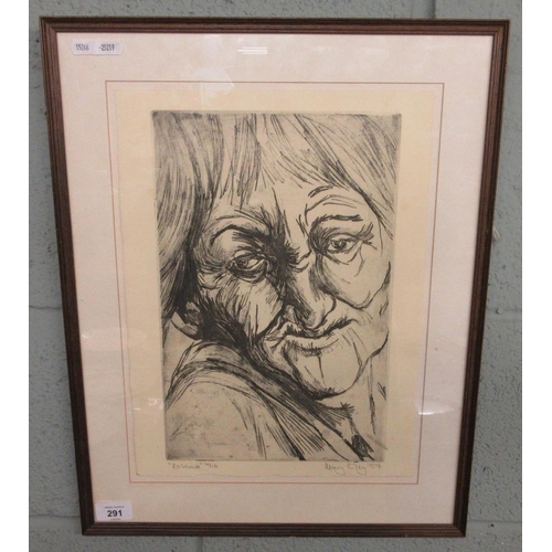 291 - Artist proof 'Rosina' 04/10 etching print by Mary Riley dated 1989 - 22cm x 34cm