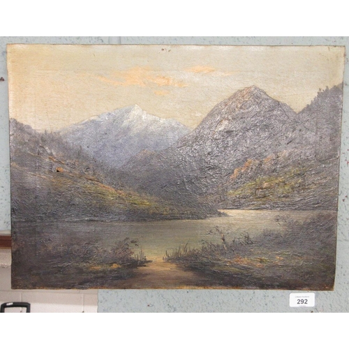 292 - Early oil on canvas - Mountain scene - 46cm x 34cm