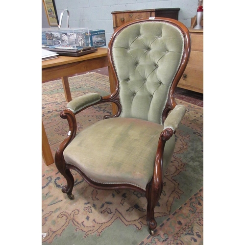 356 - Victorian spoon back armchair