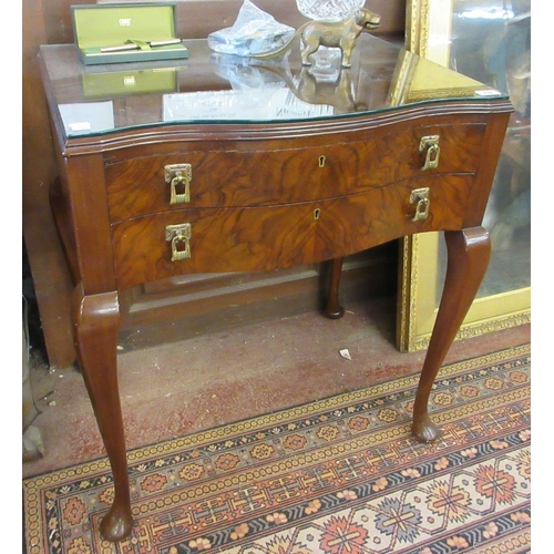 438 - Walnut canteen of cutlery on cabriole legs by Elkington - W: 70cm D: 49cm H: 78cm