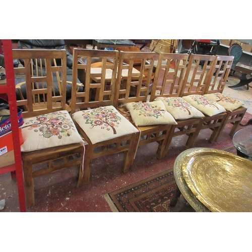 446 - Set of six hardwood dining chairs