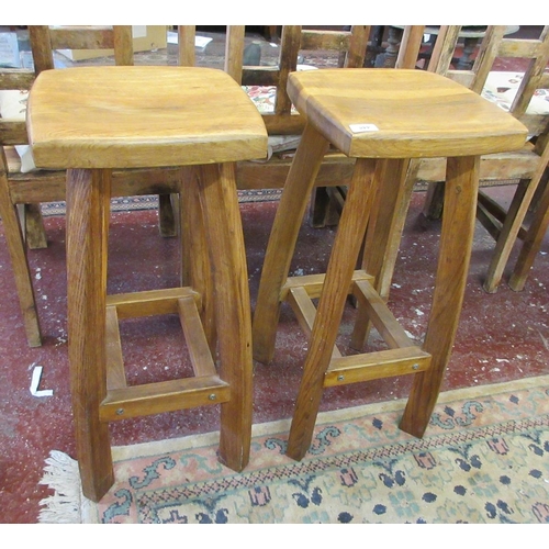 448 - Pair of oak bar stools