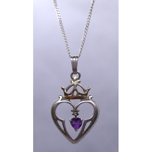 46 - Silver amethyst set pendent on chain