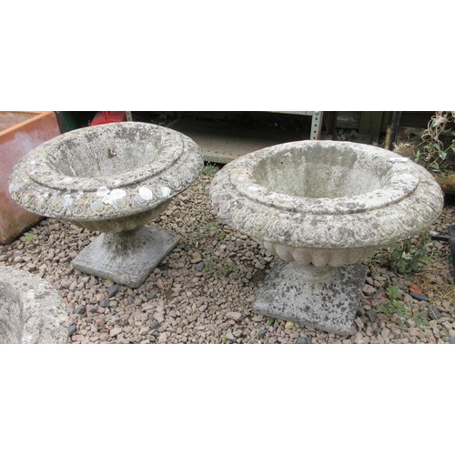 465 - Pair of reconstituted stone pedestal planters