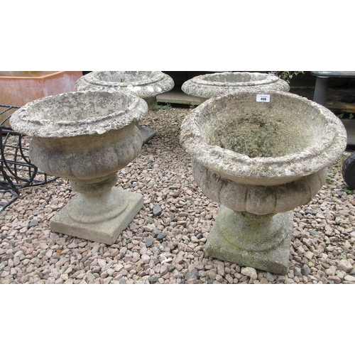 466 - Pair of reconstituted stone pedestal planters