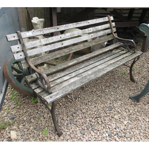 475 - Cast iron and hardwood garden bench