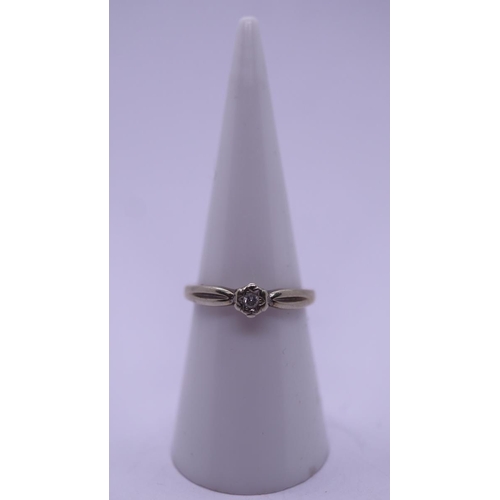 49 - 9ct gold diamond solitaire ring - Size M