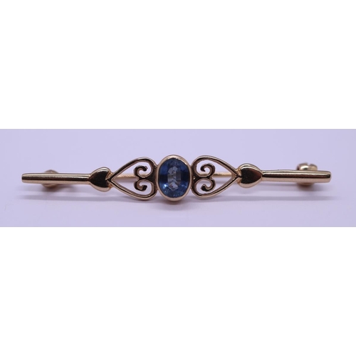 57 - 9ct gold sapphire set brooch