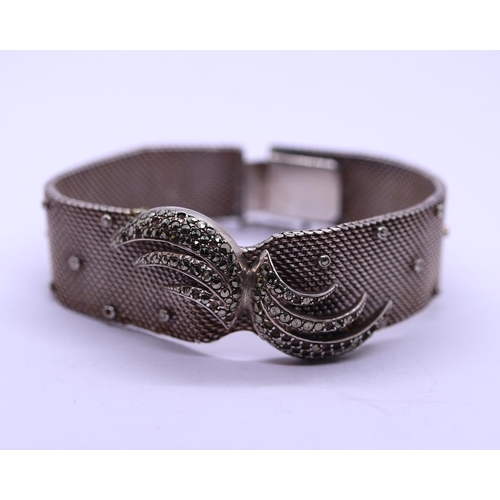 72 - Heavy 1930's silver marcasite bracelet