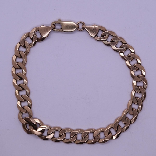 75 - 9ct gold flat curb bracelet - Approx weight 14g