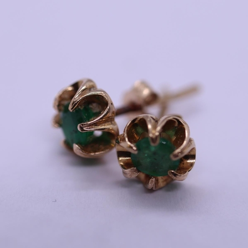 77 - Pair of 9ct gold emerald set earrings