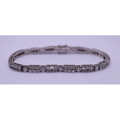 80 - Silver stone set tennis bracelet