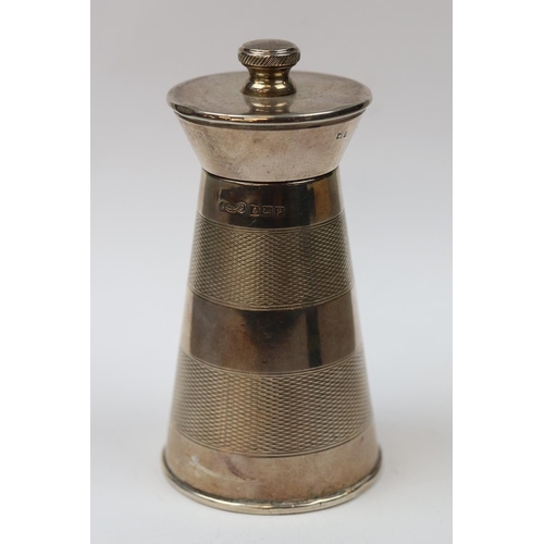 9 - Hallmarked silver engine turned pepper mill Birmingham 1964