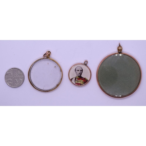 100 - 3 x 9ct gold framed doubled sided open lockets