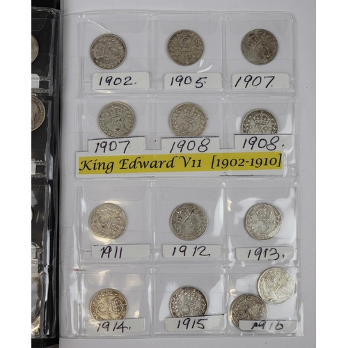 125 - Collection of silver coins to include three pences and shillings 1885-1941