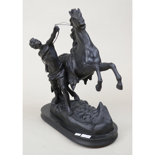 151 - Spelter figure of horse and handler in the style of Marly - Height 31cm