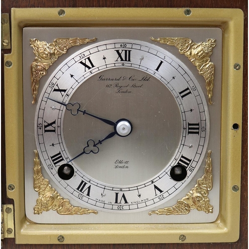 152 - F.W Elliott walnut 5462 8 day striking clock made for Garrard with paperwork & original receipt