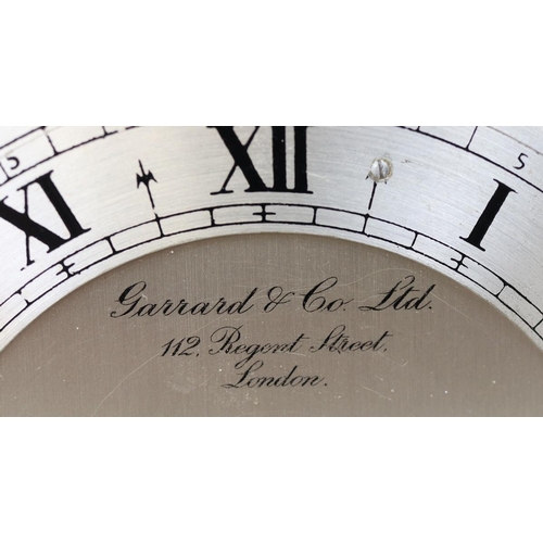 152 - F.W Elliott walnut 5462 8 day striking clock made for Garrard with paperwork & original receipt