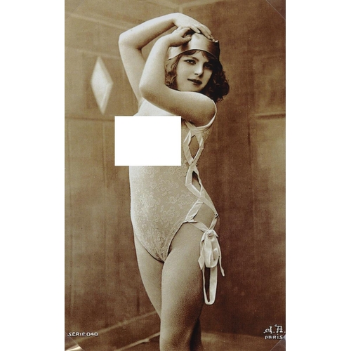 172 - A folder of 33 erotic French postcards