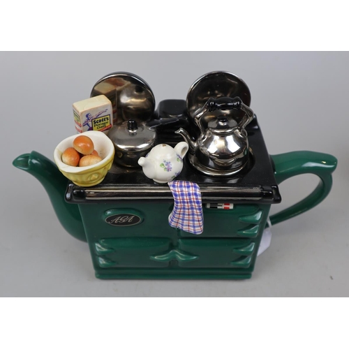 177 - 2 Aga themed teapots by The Teapottery