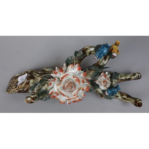 181 - Romanian porcelain bird on log - Roceram