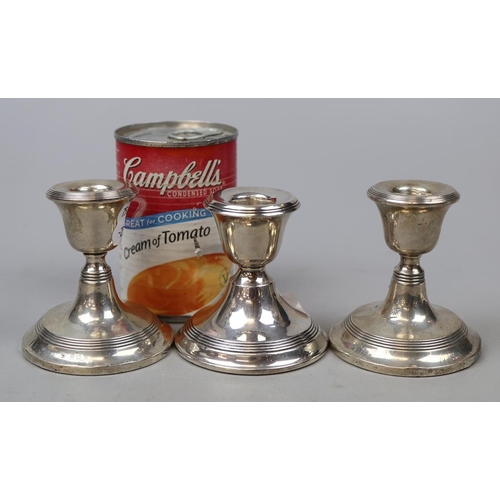 26 - 3 hallmarked silver candlesticks