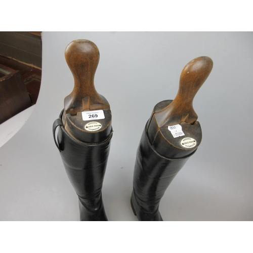 269 - Pair of antique riding boots with trees