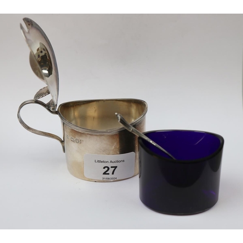 27 - Hallmarked silver mustard pot London 1898 & hallmarked silver pepperette Chester 1919 - Approx w... 