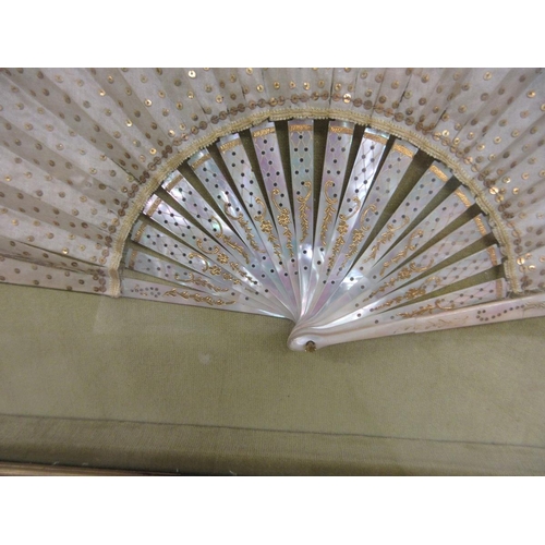 276 - Early framed mother-of-pearl fan