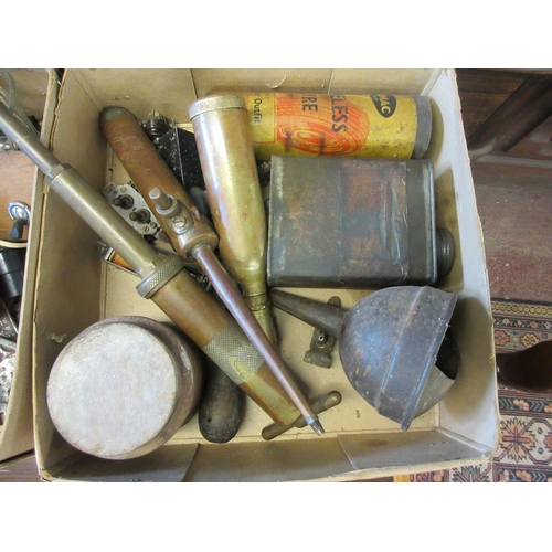 355 - Collection of vintage automobilia to include 1930s grease gun etc