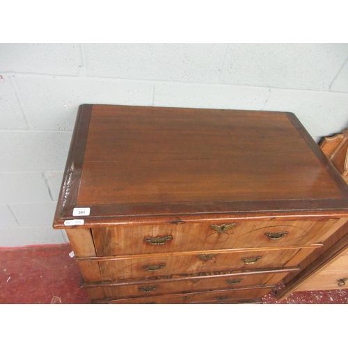 361 - Early antique walnut chest of drawers - W: 86cm D: 51cm H: 104cm