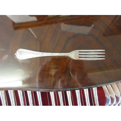 438 - Walnut canteen of cutlery on cabriole legs by Elkington - W: 70cm D: 49cm H: 78cm