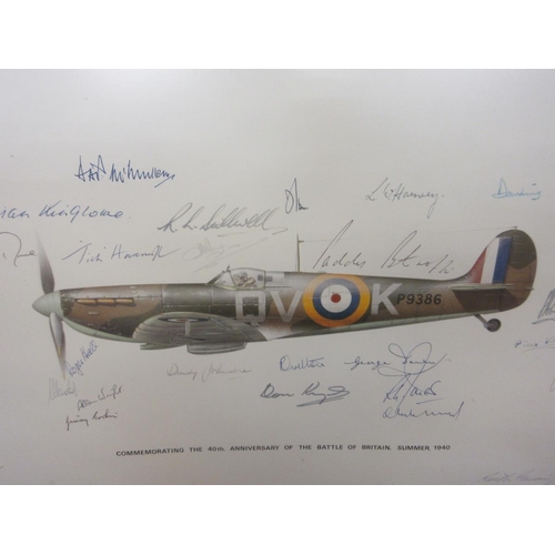 441 - Framed print commemorating 40th anniversary of the battle of Britain summer 1940 signed by the pilot... 