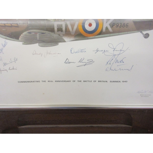 441 - Framed print commemorating 40th anniversary of the battle of Britain summer 1940 signed by the pilot... 