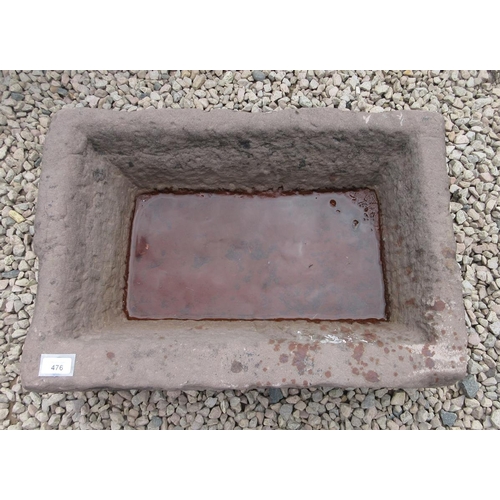 476 - Stone trough planter - Approx W: 63cm  D: 44cm  H: 22cm