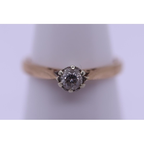 59 - 9ct gold diamond solitaire ring - Size O