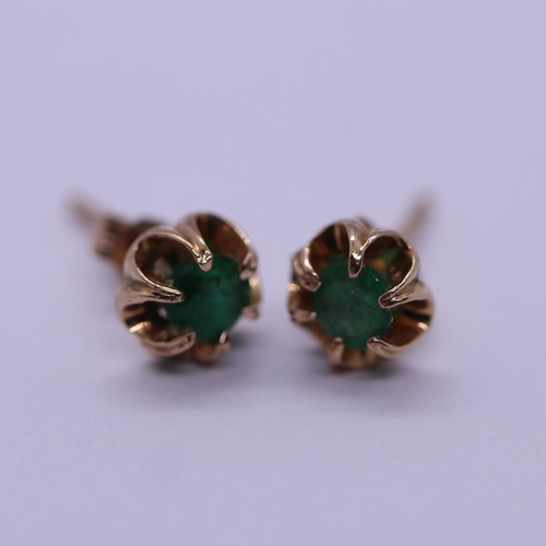 77 - Pair of 9ct gold emerald set earrings