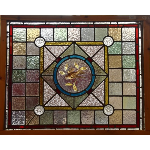 350 - 9 pieces of leaded stained glass windows