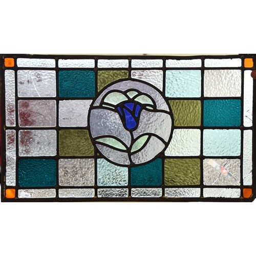 350 - 9 pieces of leaded stained glass windows