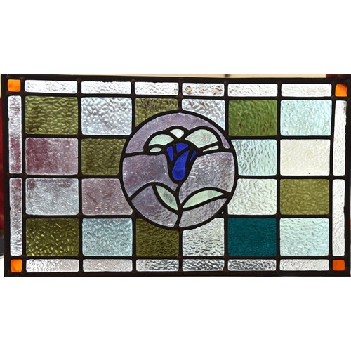 350 - 9 pieces of leaded stained glass windows